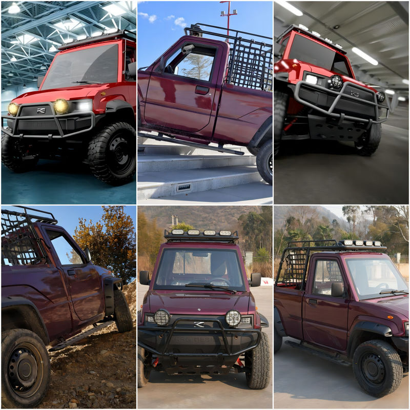 73.6V 10.5KW 2 asientos Cabina integral de chapa de metal camionetas eléctricas con ángulo de salida ≥ 35°